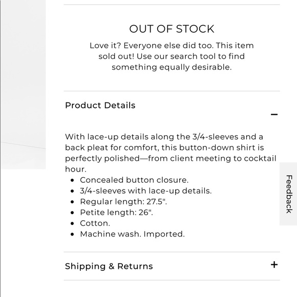 Chico’s Lace-Up Sleeve Shirt Woman’s 1 Small or 8 White 3/4 Length Sleeves - Picture 14 of 15